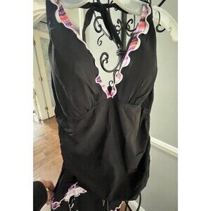 Gottex Profile Bathing Suit tankini top &skirt Side Slit Ruffled